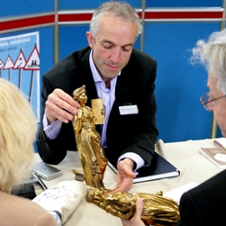 Our general valuer appraises a 19th Century gilded bronze figure. Jonathan will conduct the initial meeting with estate representatives and document the items to be valued.